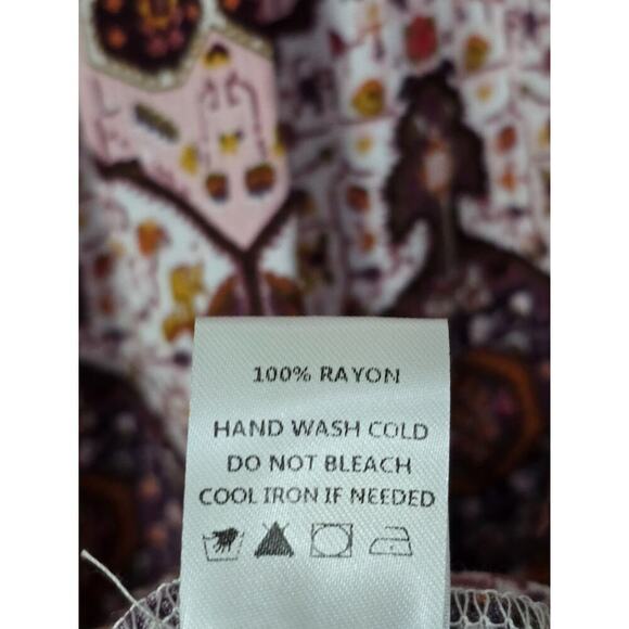 Altar'd State Pink Boho Pleated Front V-Neck Tie Long Sleeve Blouse Size Medium - Picture 6 of 7